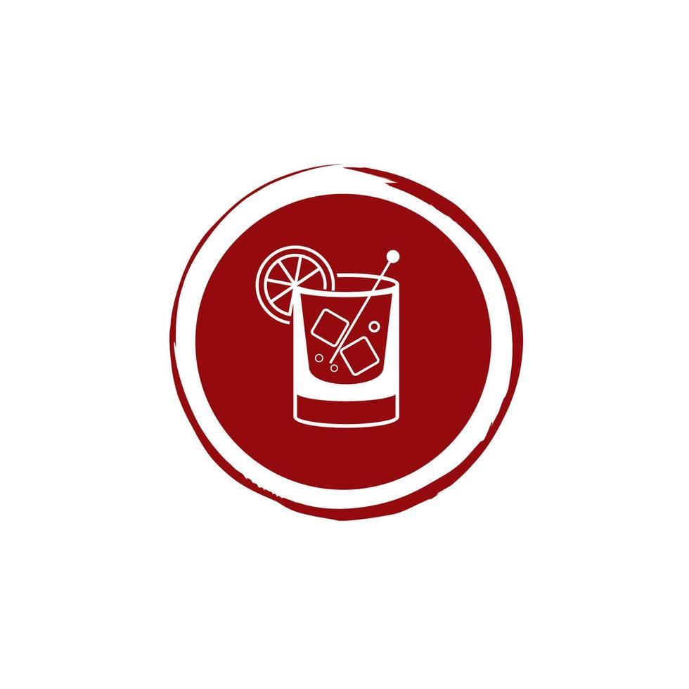 red cocktail logo with circle background vector