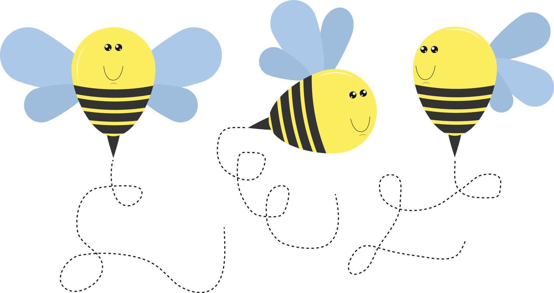 cute bee animal cartoon graphic vector