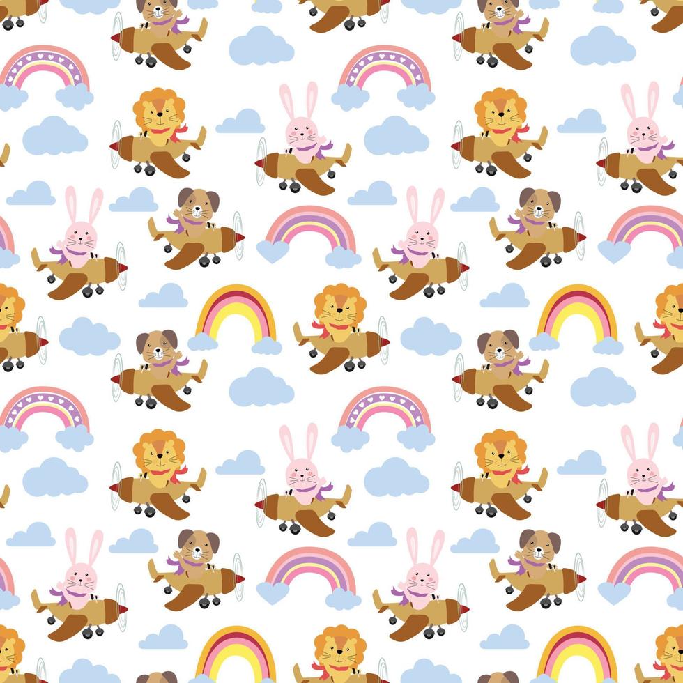 cute animal cartoon pattern vector