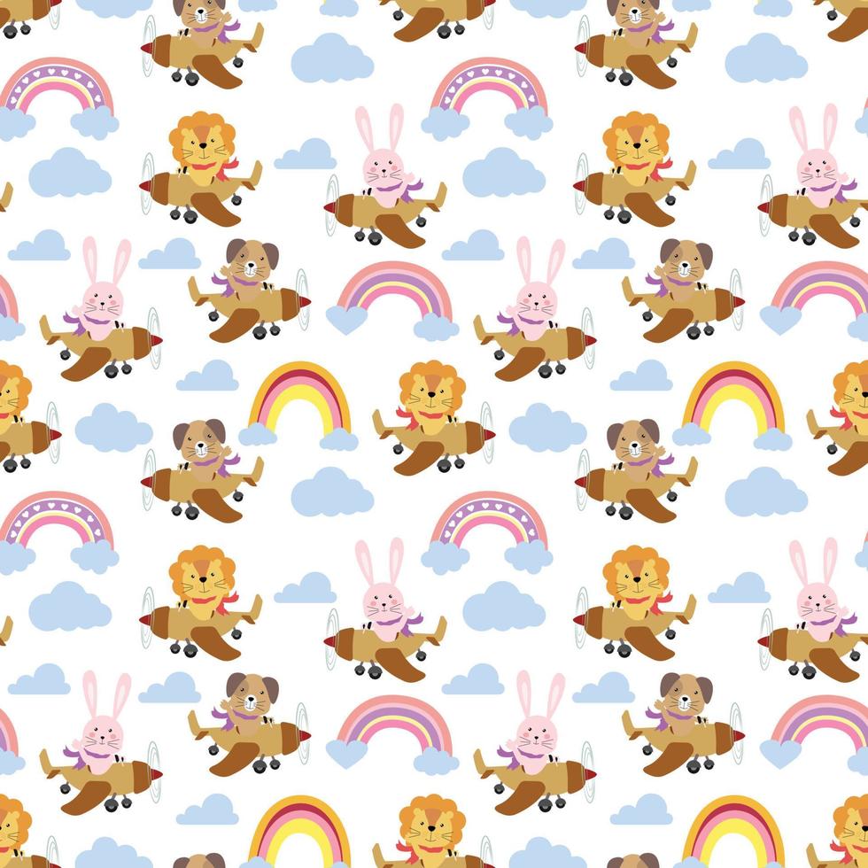 cute animal cartoon pattern vector