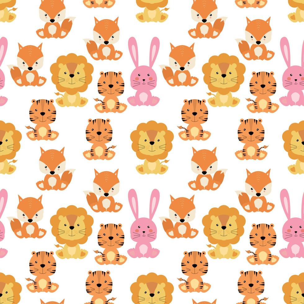 cute animal cartoon pattern vector