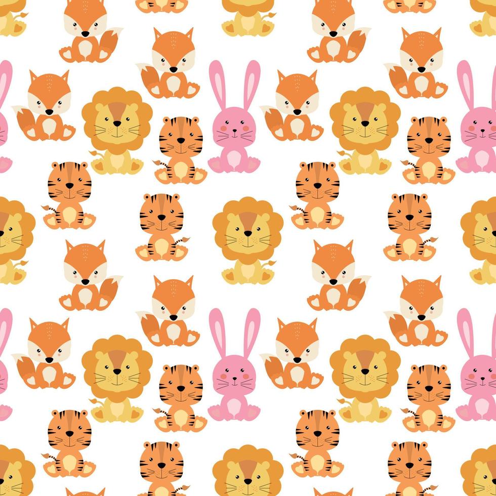 cute animal cartoon pattern vector