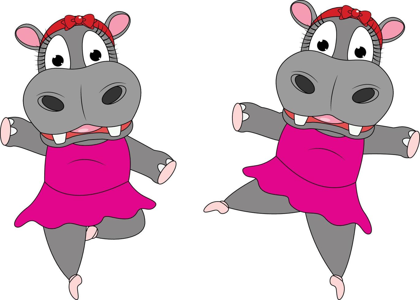 linda bailarina de dibujos animados de hipopótamo vector