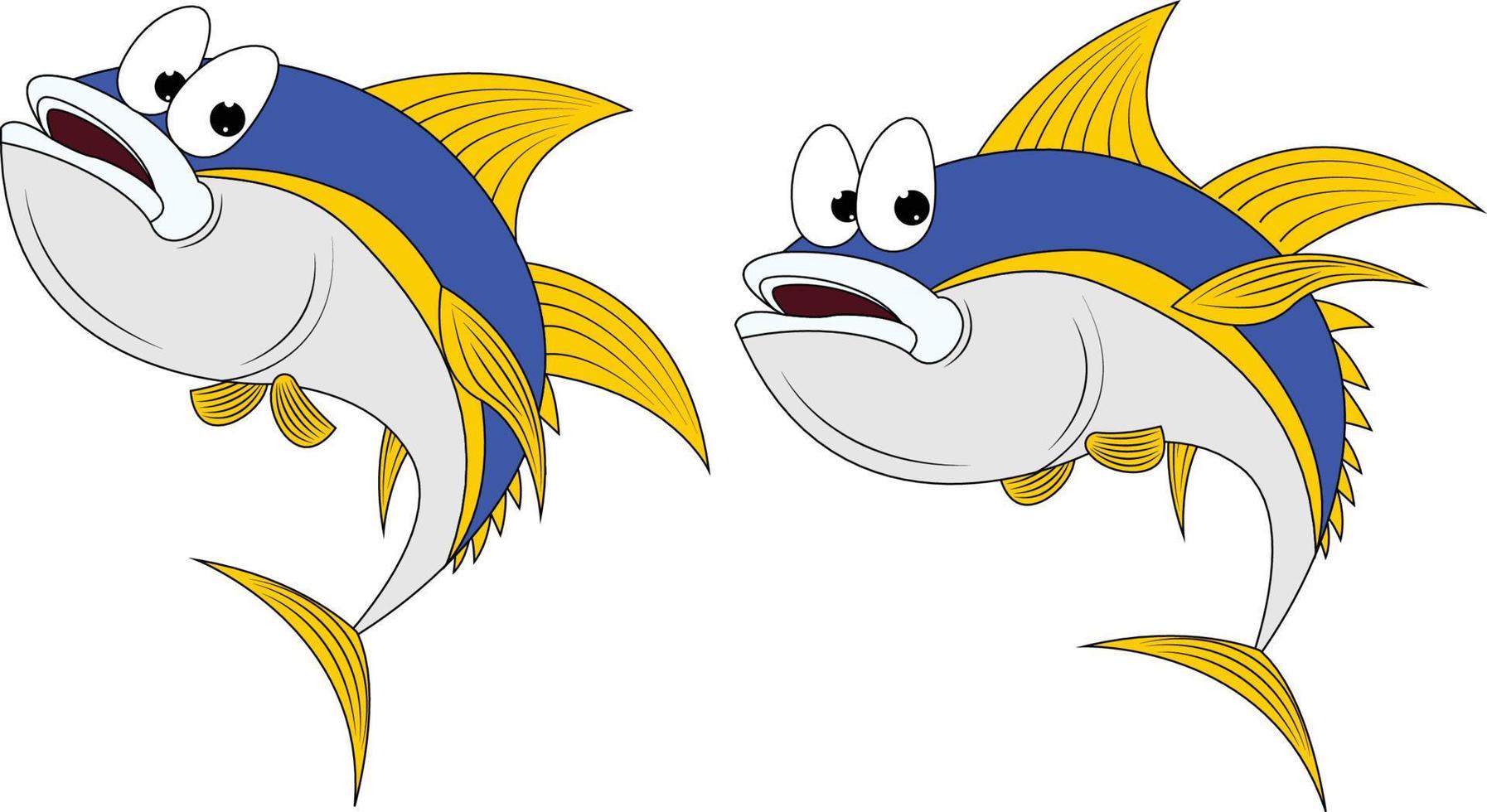 cute yellow tuna fish animal cartoon graphic vector