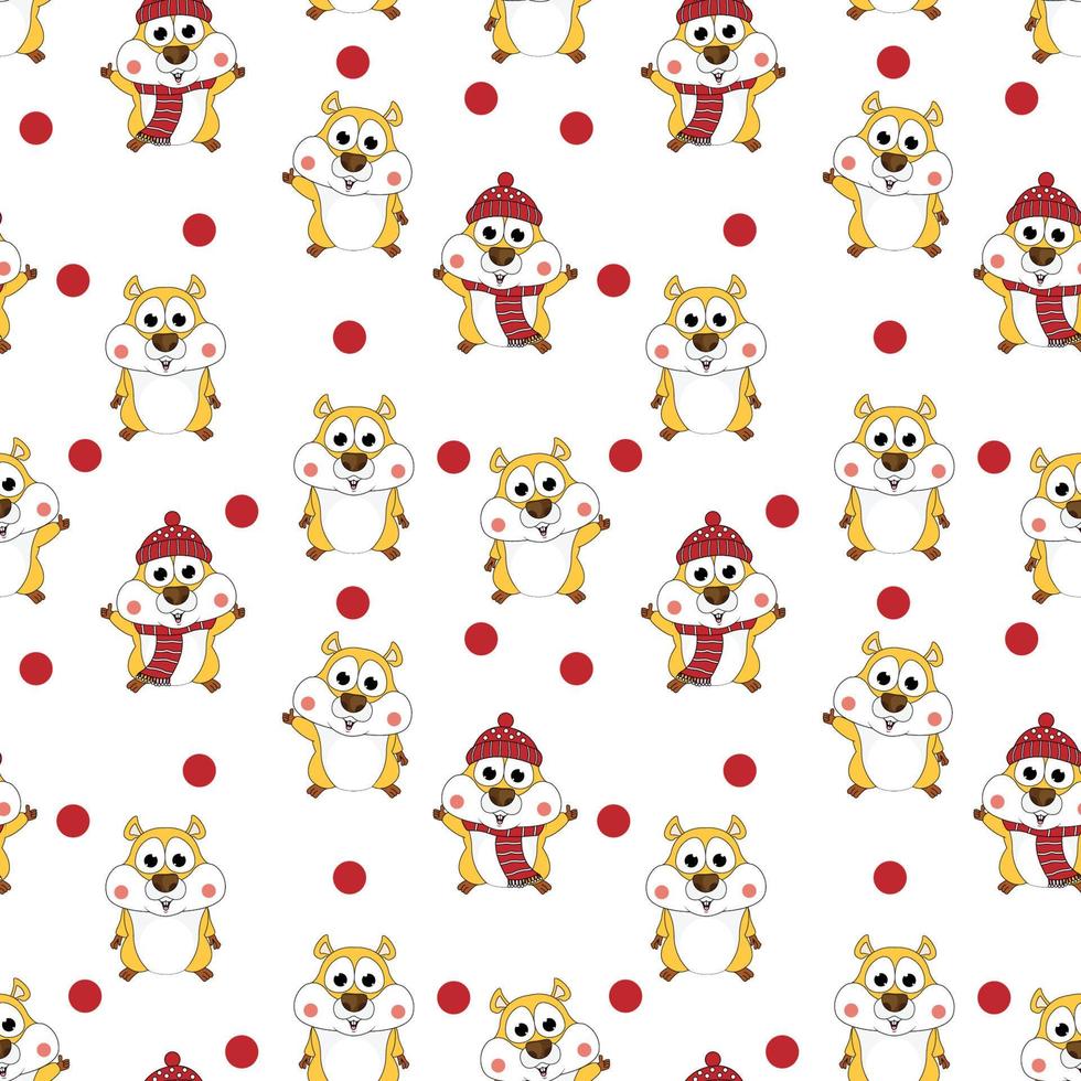 cute hamster animal cartoon seamless pattern vector