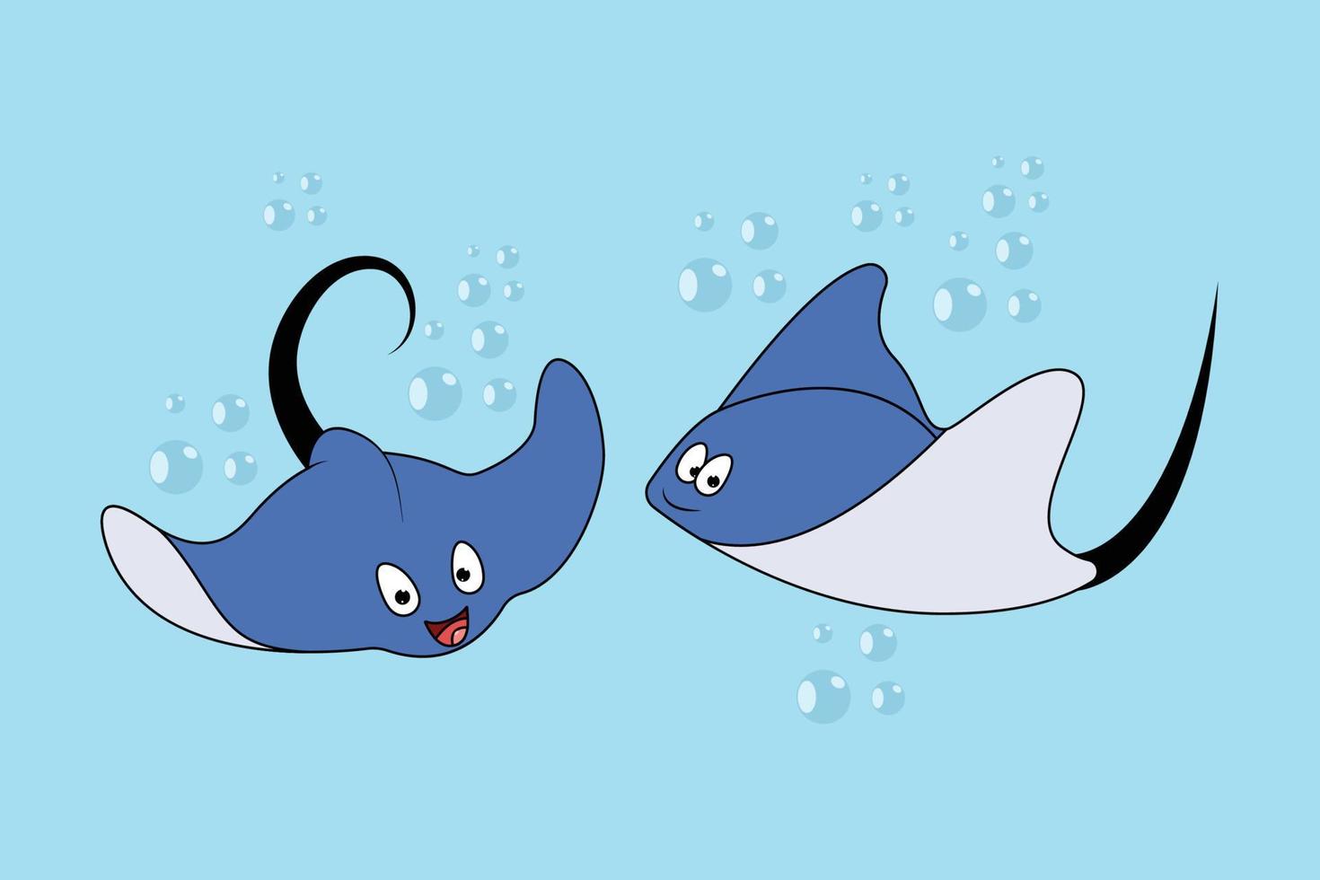 cute stingray animal cartoon graphic vector