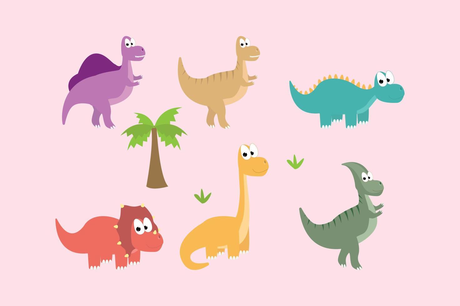 gráfico lindo de la historieta del animal del dinosaurio vector
