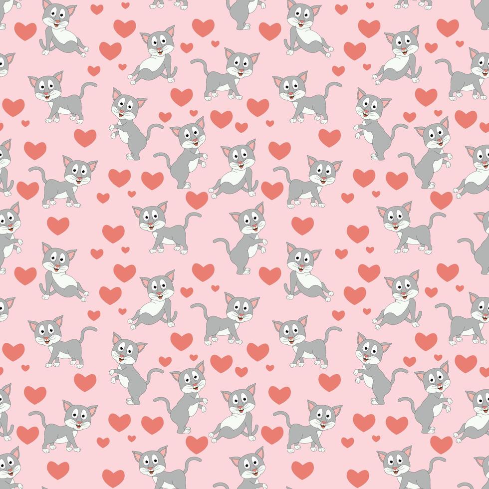 cute cat animal cartoon seamless pattern vector