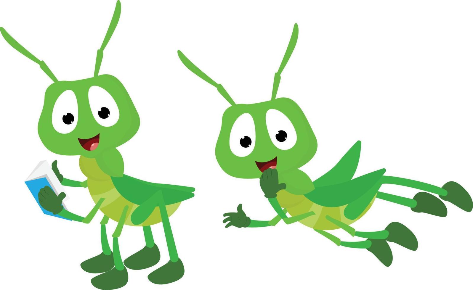 cute grasshopper animal cartoon graphic vector