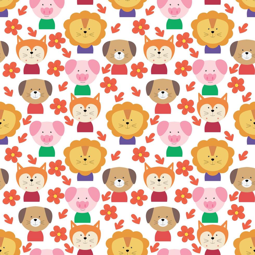cute animal cartoon pattern vector