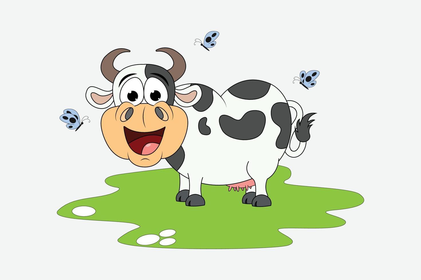 lindo gráfico de dibujos animados de animales de vaca vector