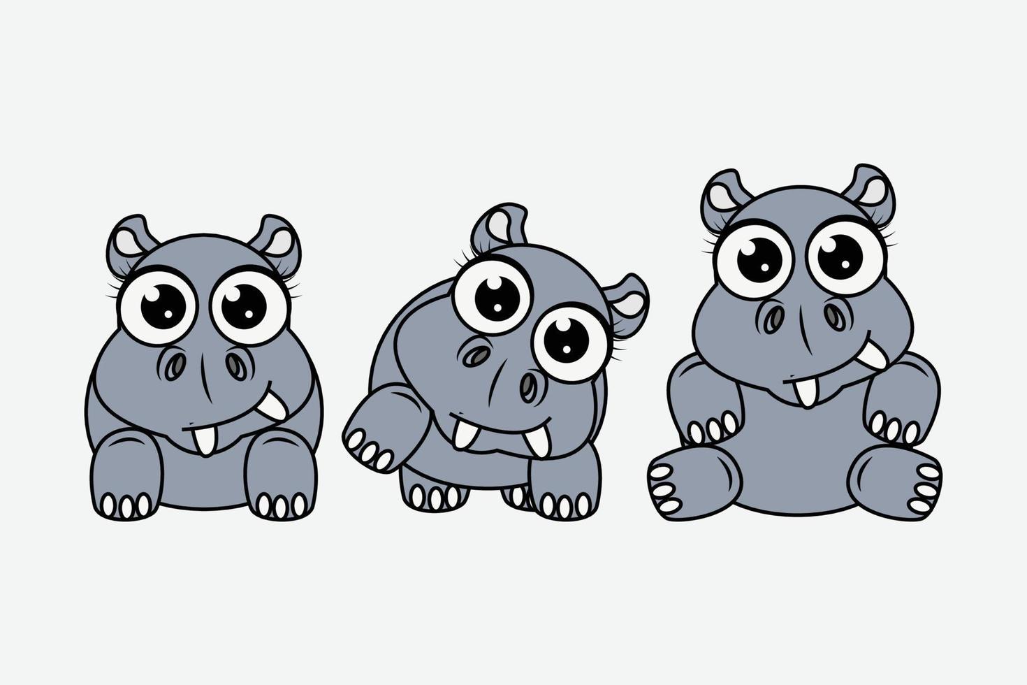 cute hippo animal cartoon graphic vector