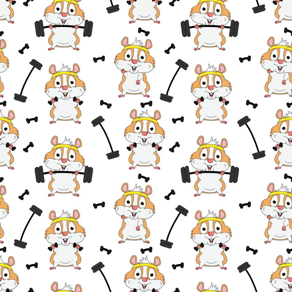 cute hamster animal cartoon seamless pattern vector