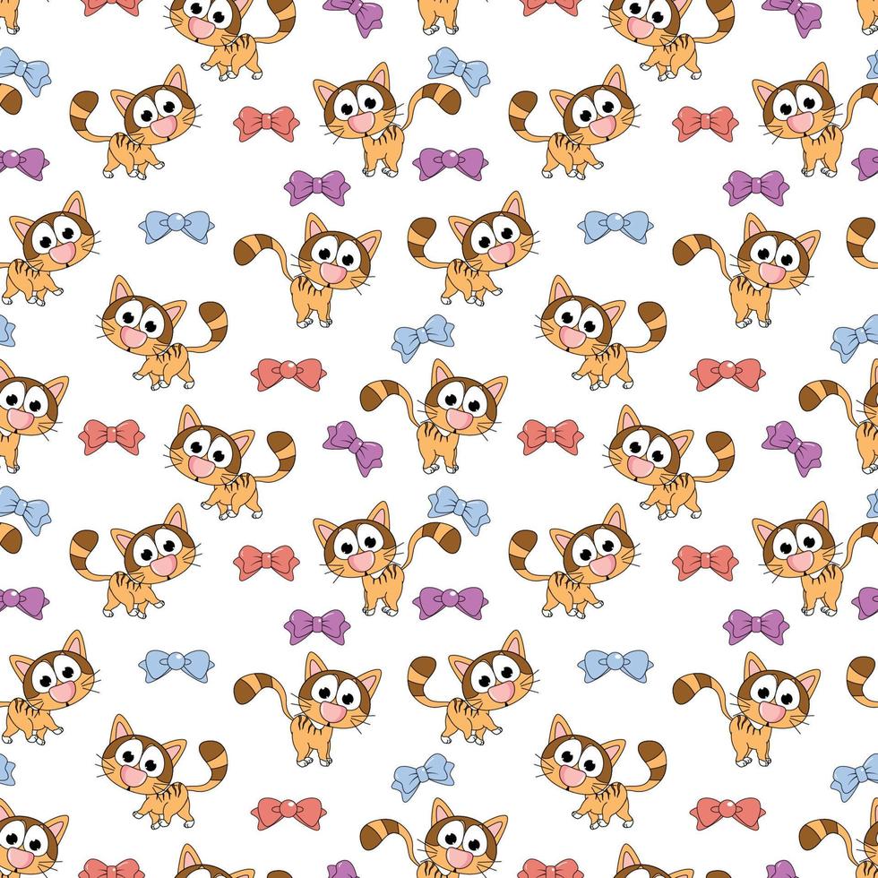 cute cat animal cartoon seamless pattern vector