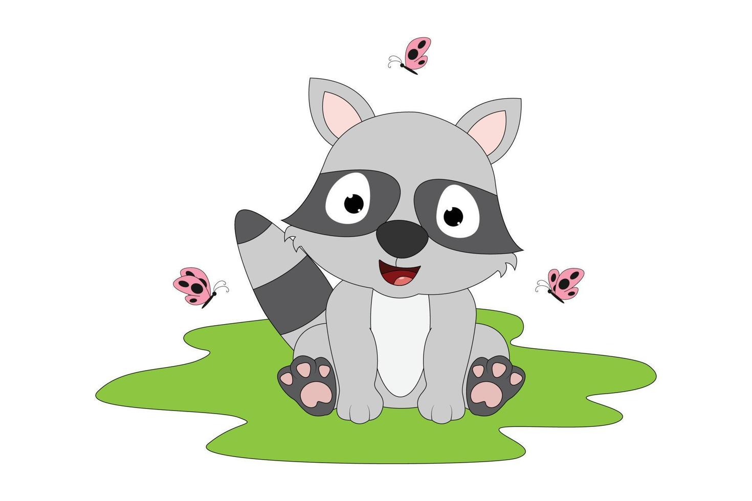 cute racoon animal cartoon graphic vector