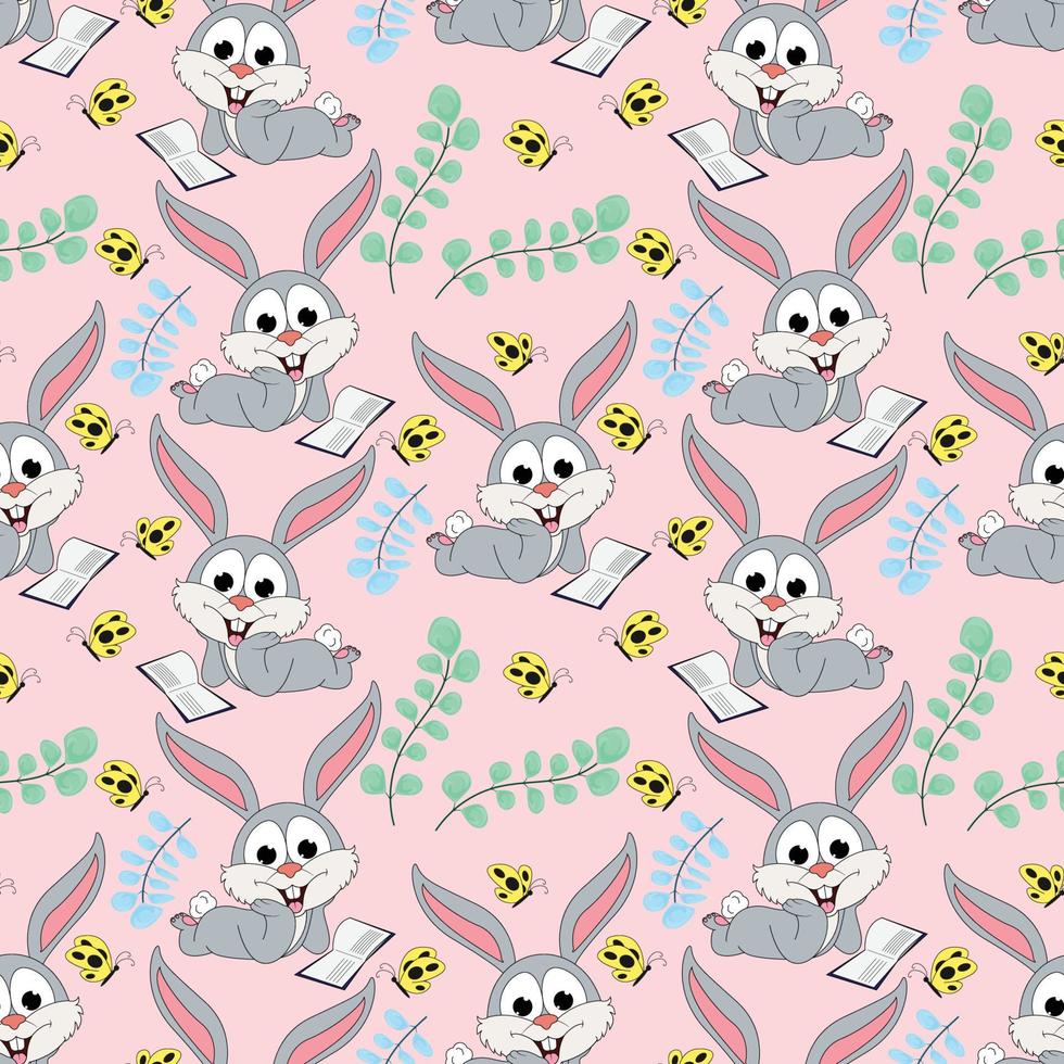 cute rabbit animal cartoon pattern vector