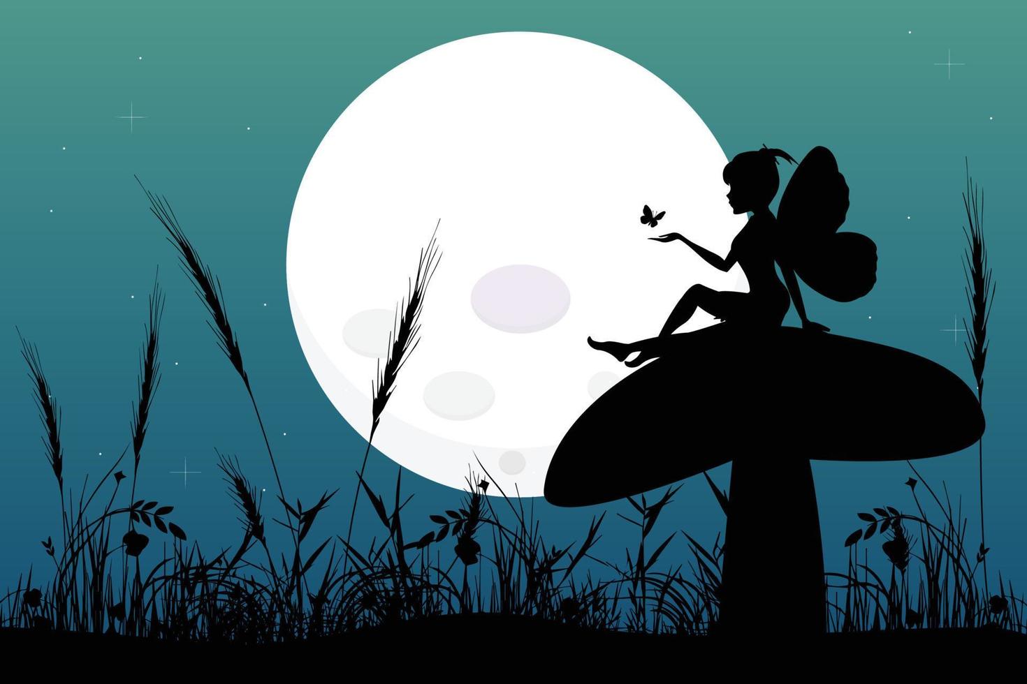 cute fairy silhouette graphic vector