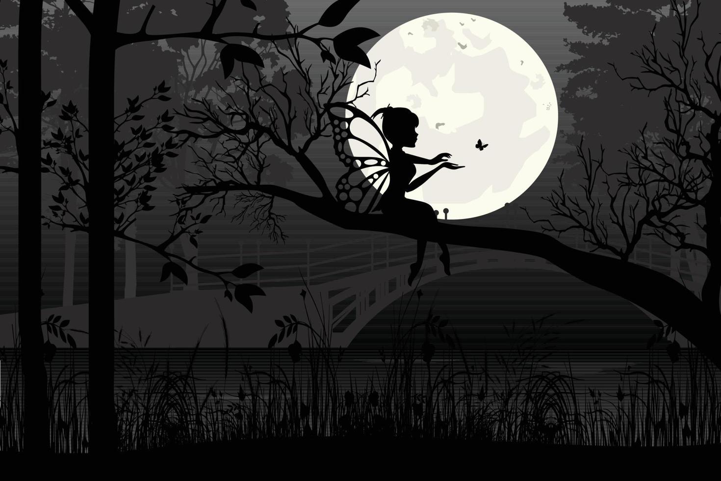 cute fairy silhouette graphic vector