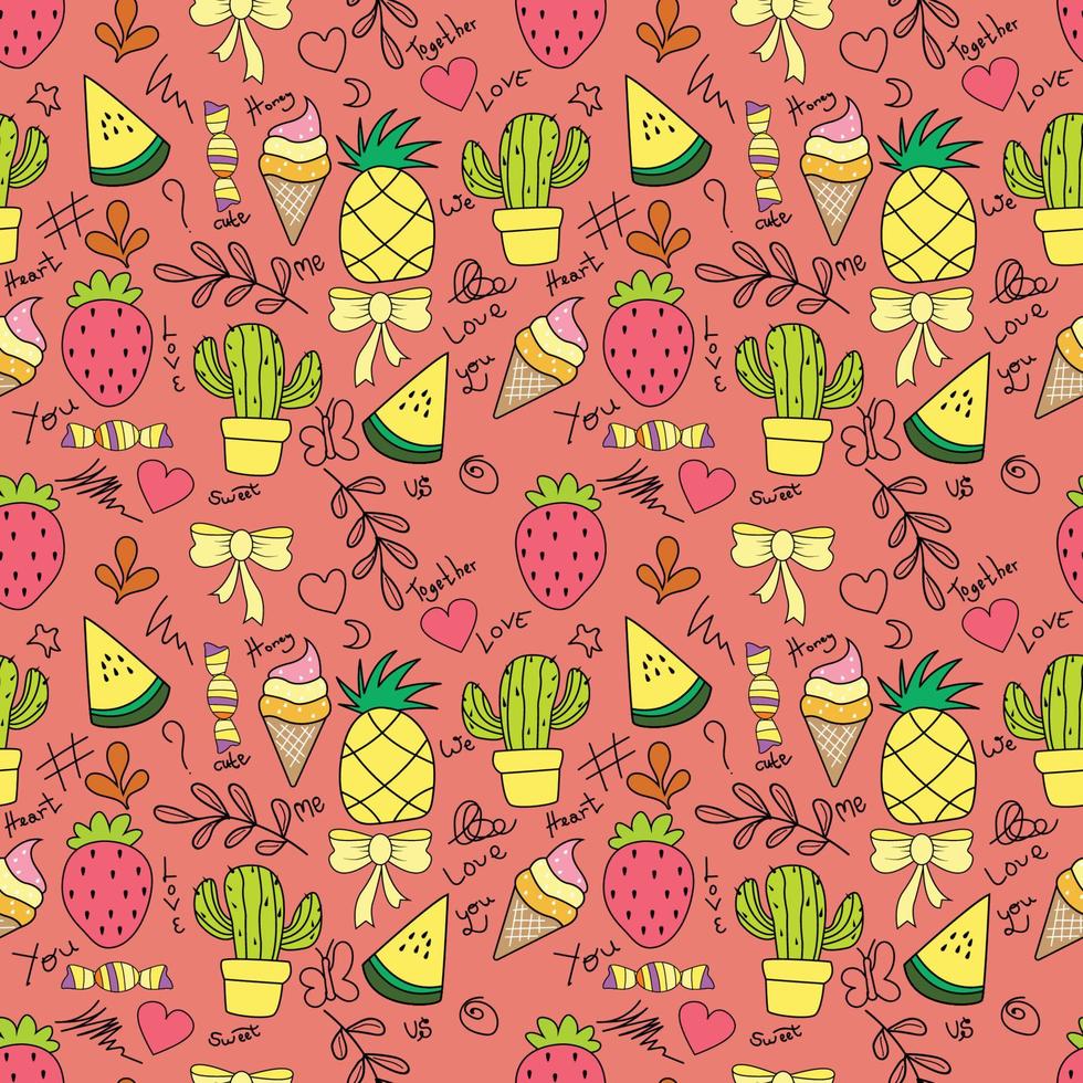 cute fruit  seamless pattern vector