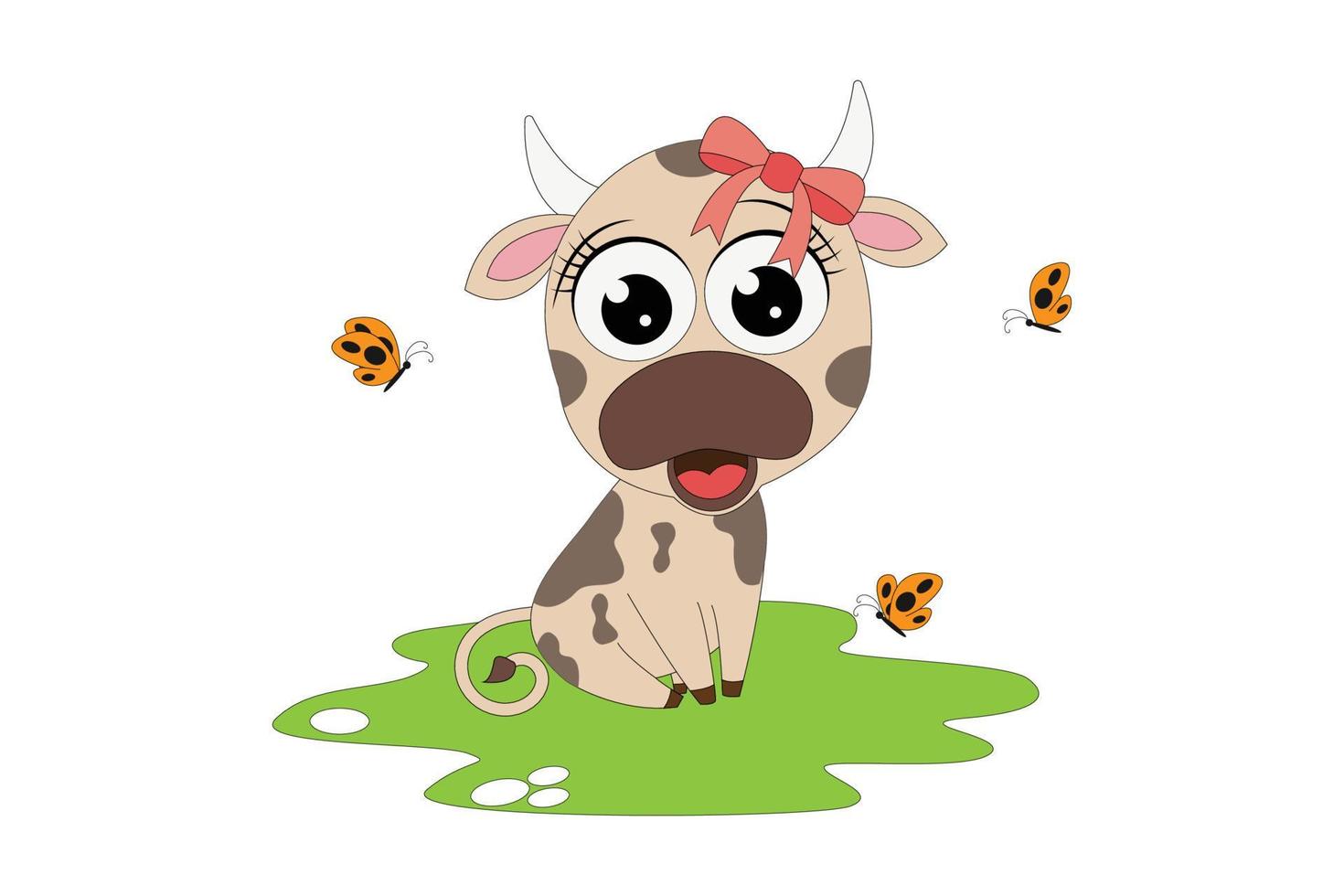 cute cow animal cartoon graphic vector