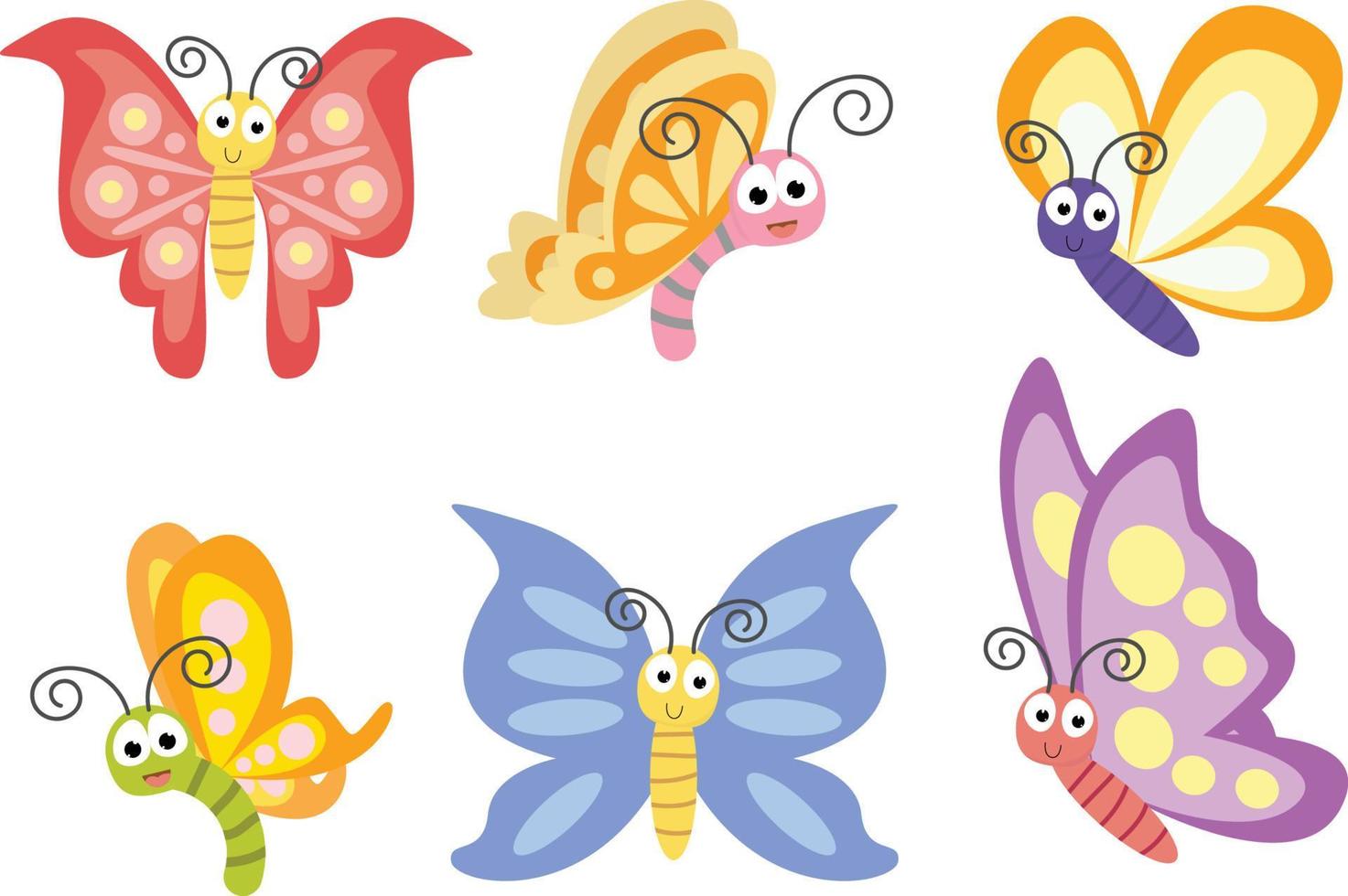 lindo gráfico de dibujos animados de animales de mariposa vector