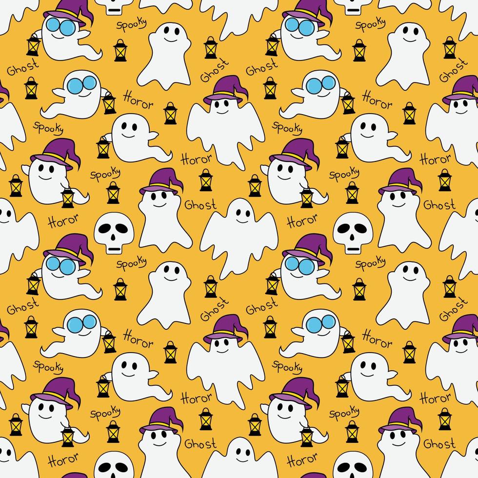 cute ghost animal cartoon seamless pattern vector