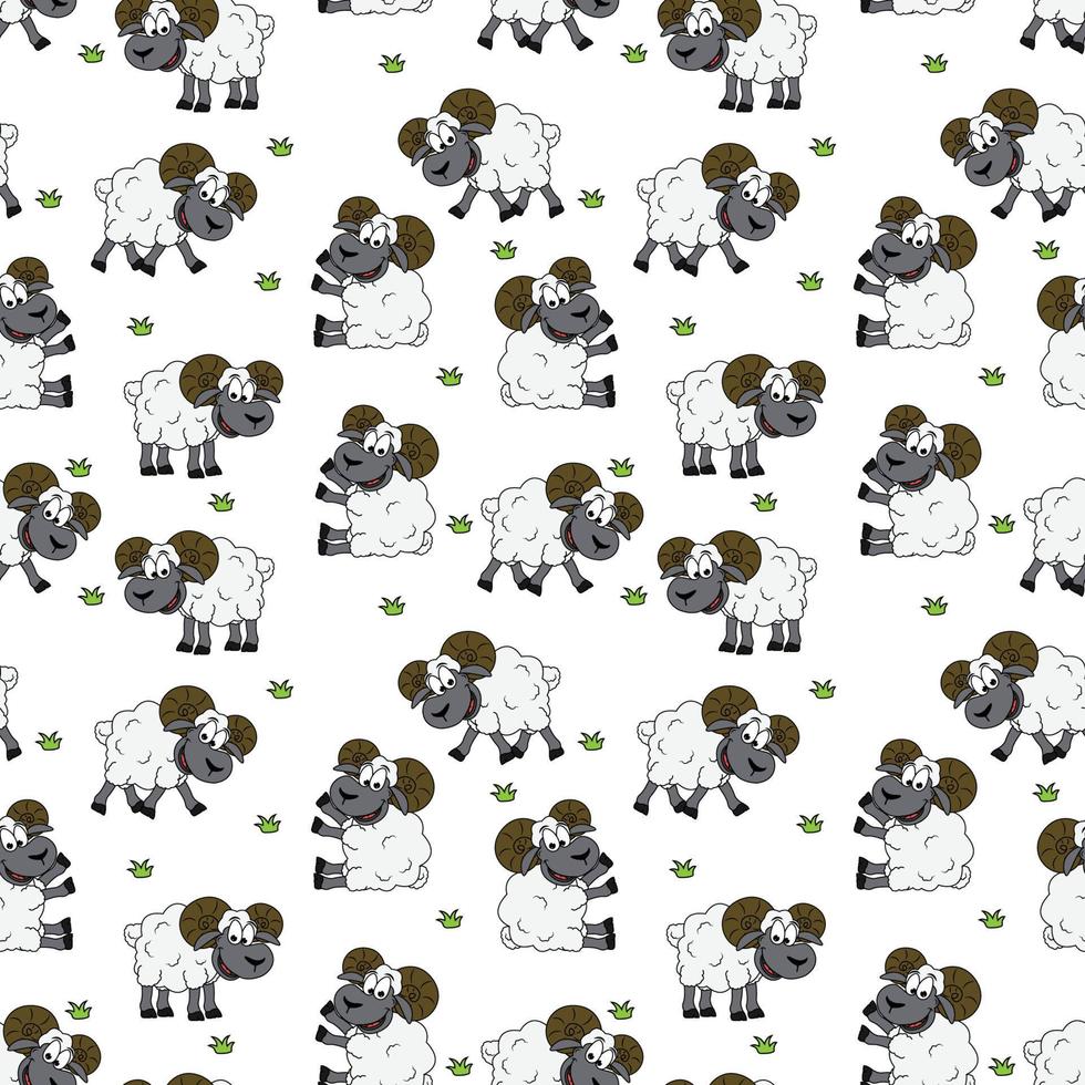 cute sheep animal cartoon seamless pattern vector