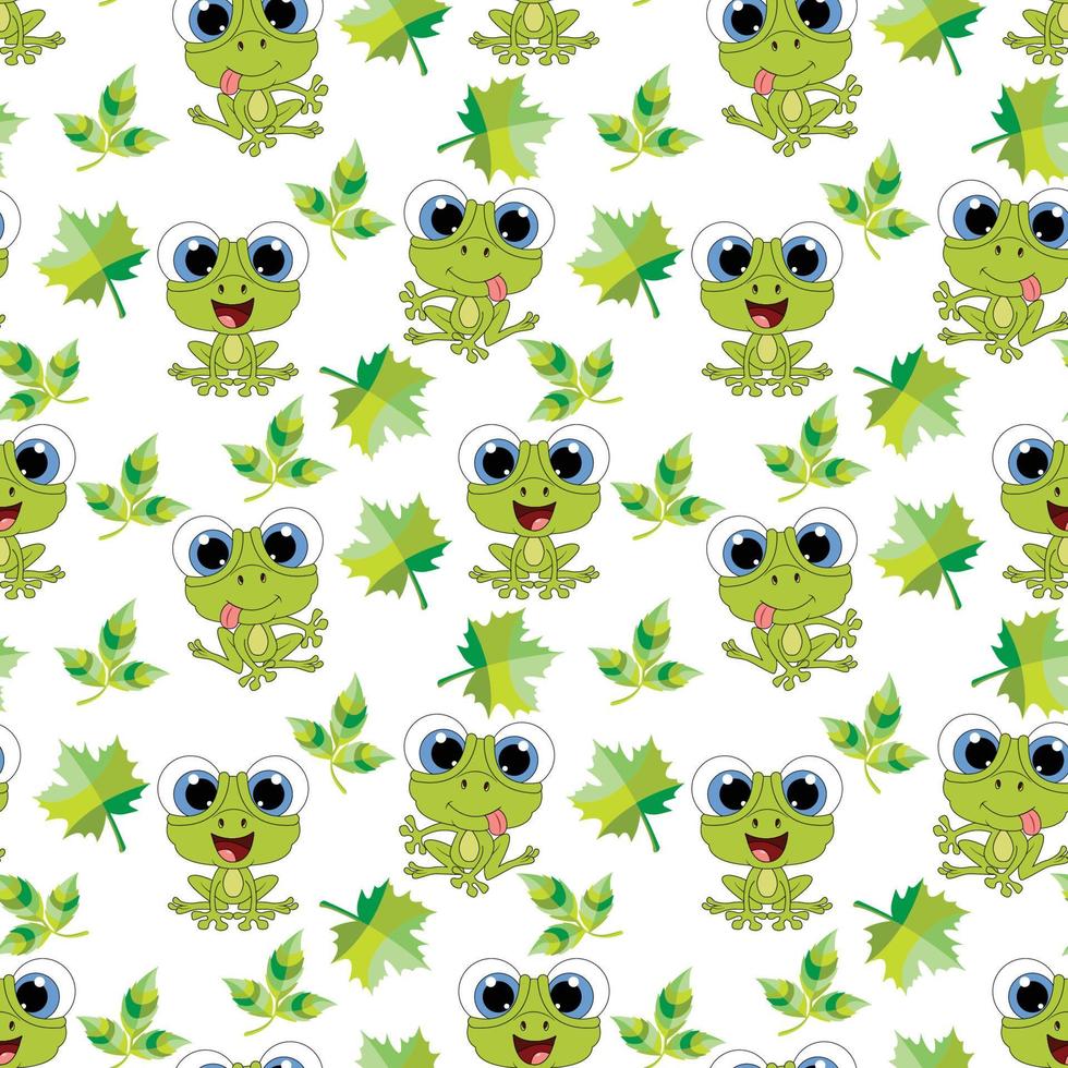 cute frog animal cartoon pattern vector