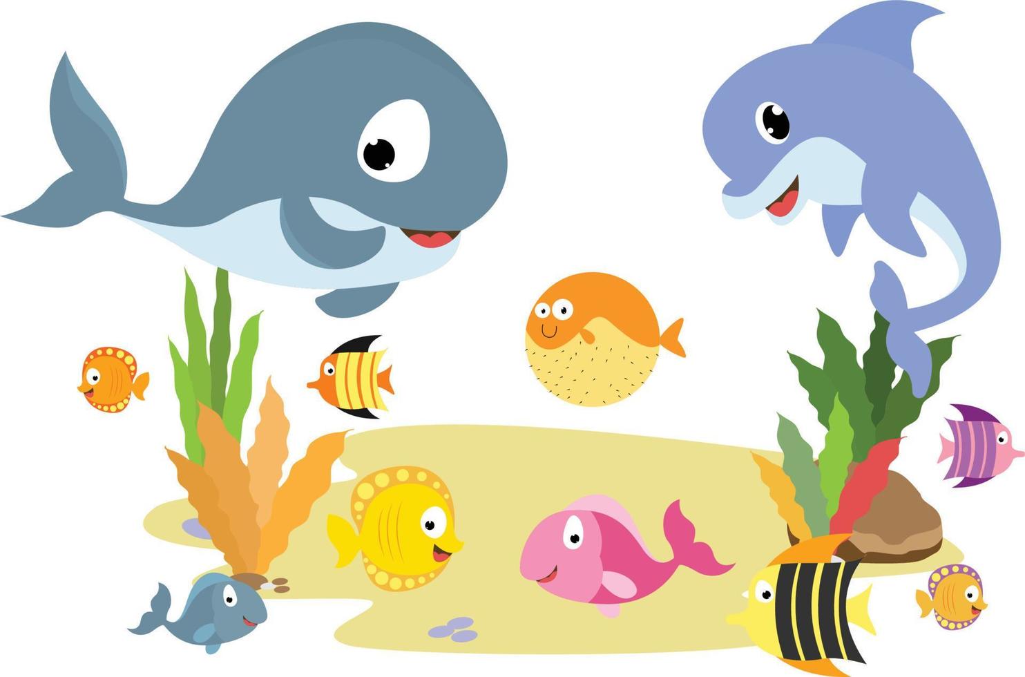 cute sea animal cartoon graphic vector