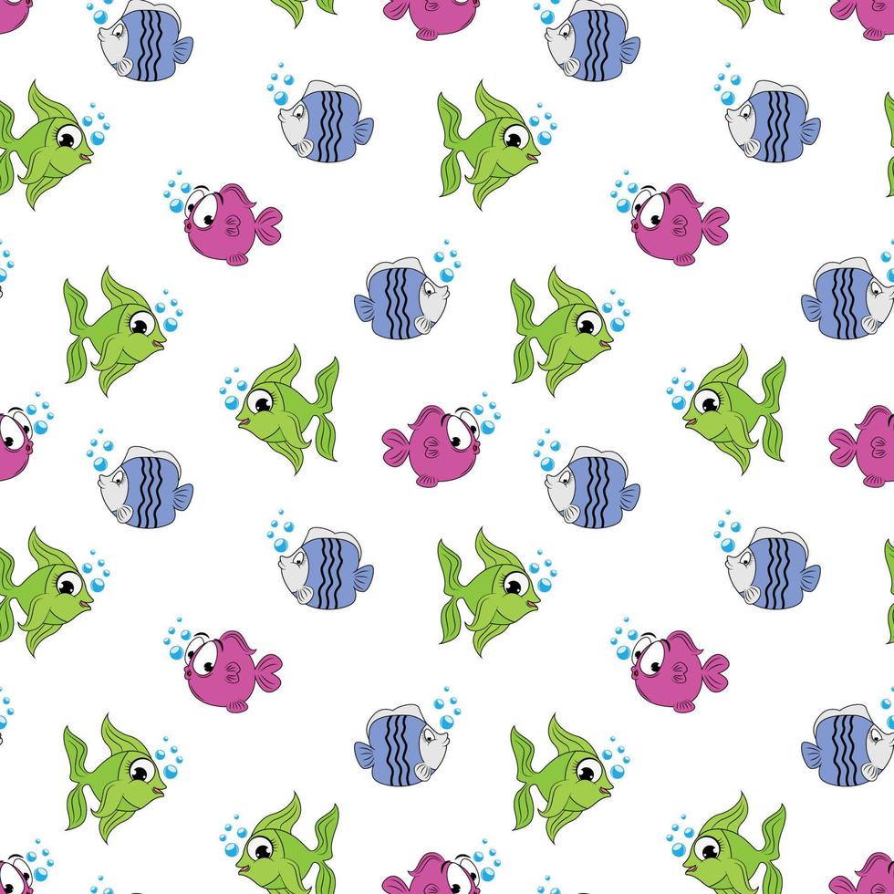cute fish animal cartoon seamless pattern vector
