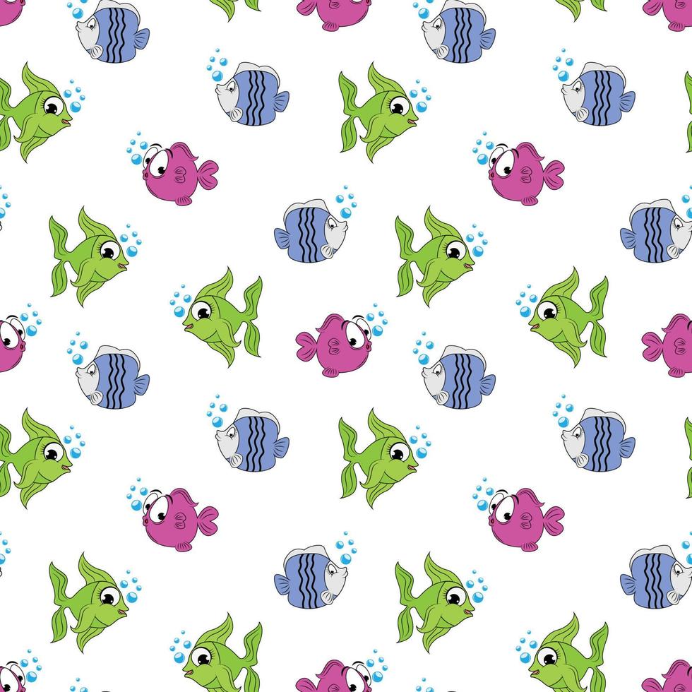 cute fish animal cartoon seamless pattern vector