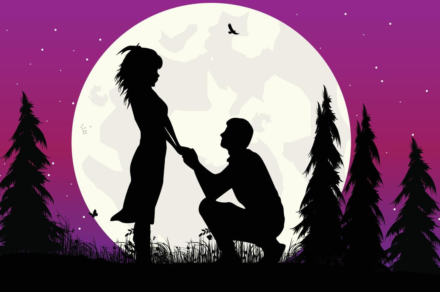 cute couple fall in love silhouette graphic 7461638 Vector Art at Vecteezy