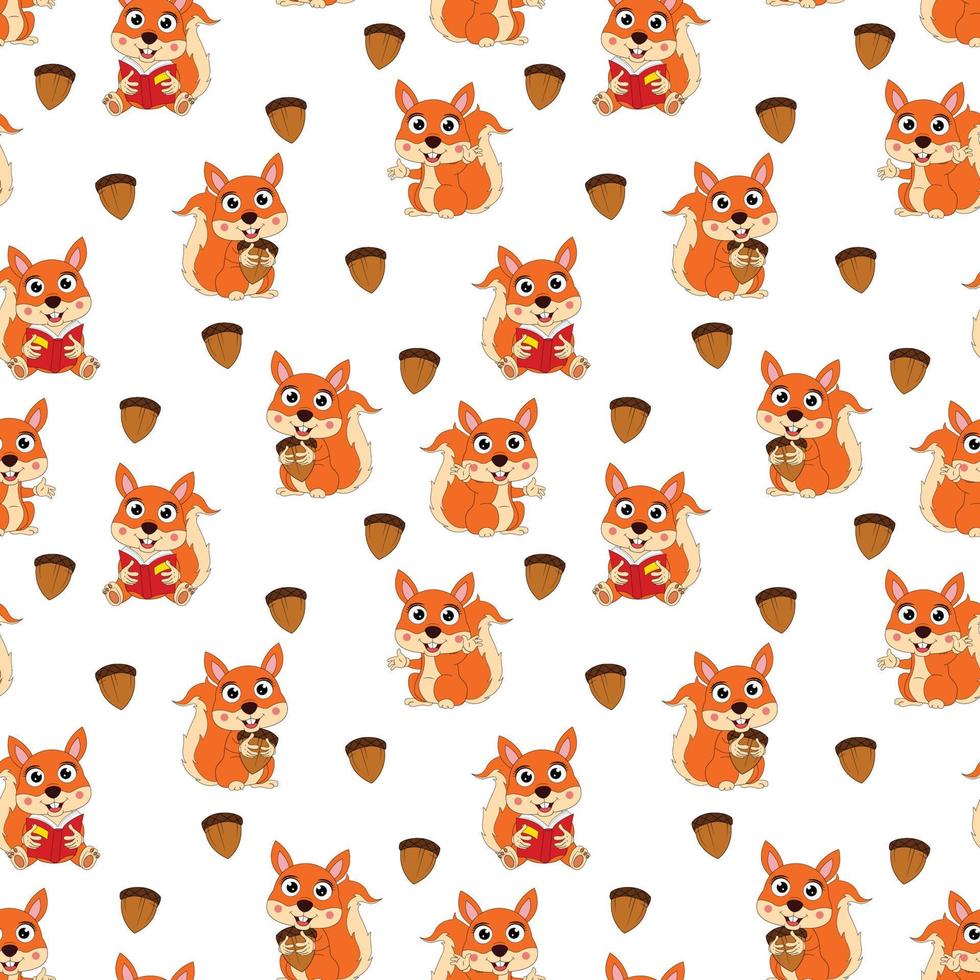 cute squirrel cartoon pattern vector