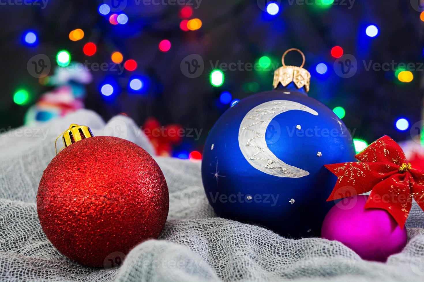 Christmas background with balls and garland photo