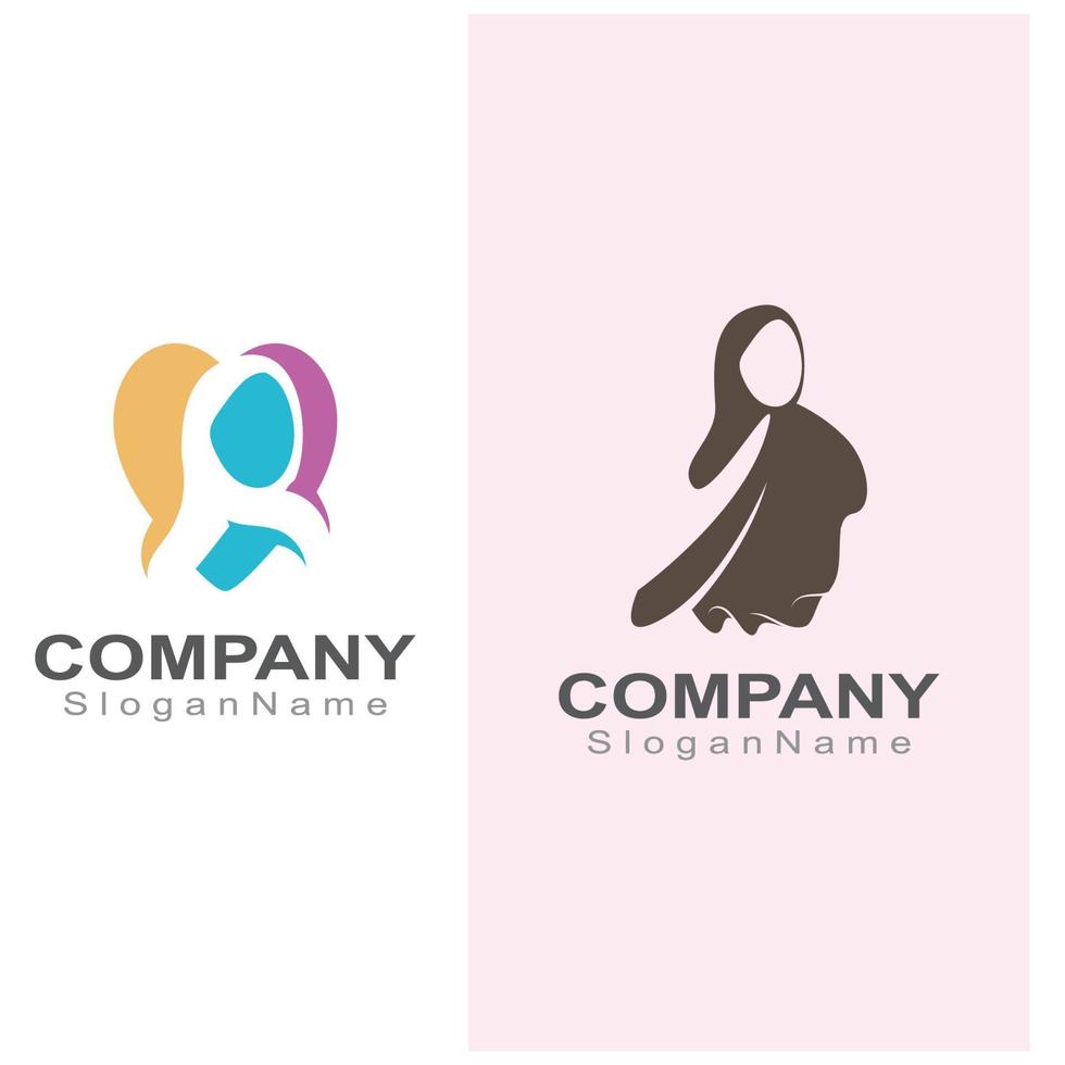 Muslim hijab woman Logo template vector illustration design