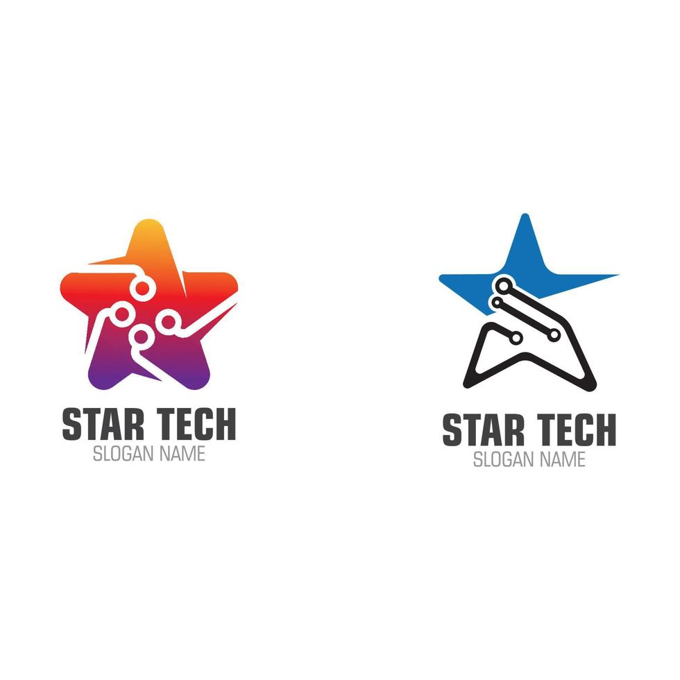 estrella con logotipo de tecnología ilustración de diseño de tecnología moderna vector