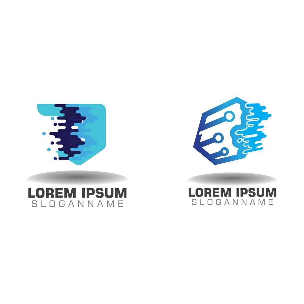 Digital flat creative logo design modern technology template business vector