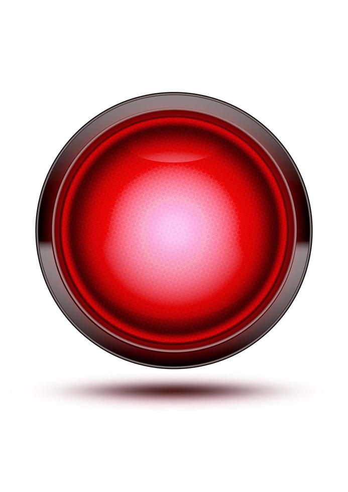 Red traffic stop light glowing isolated on white with shadow. photo