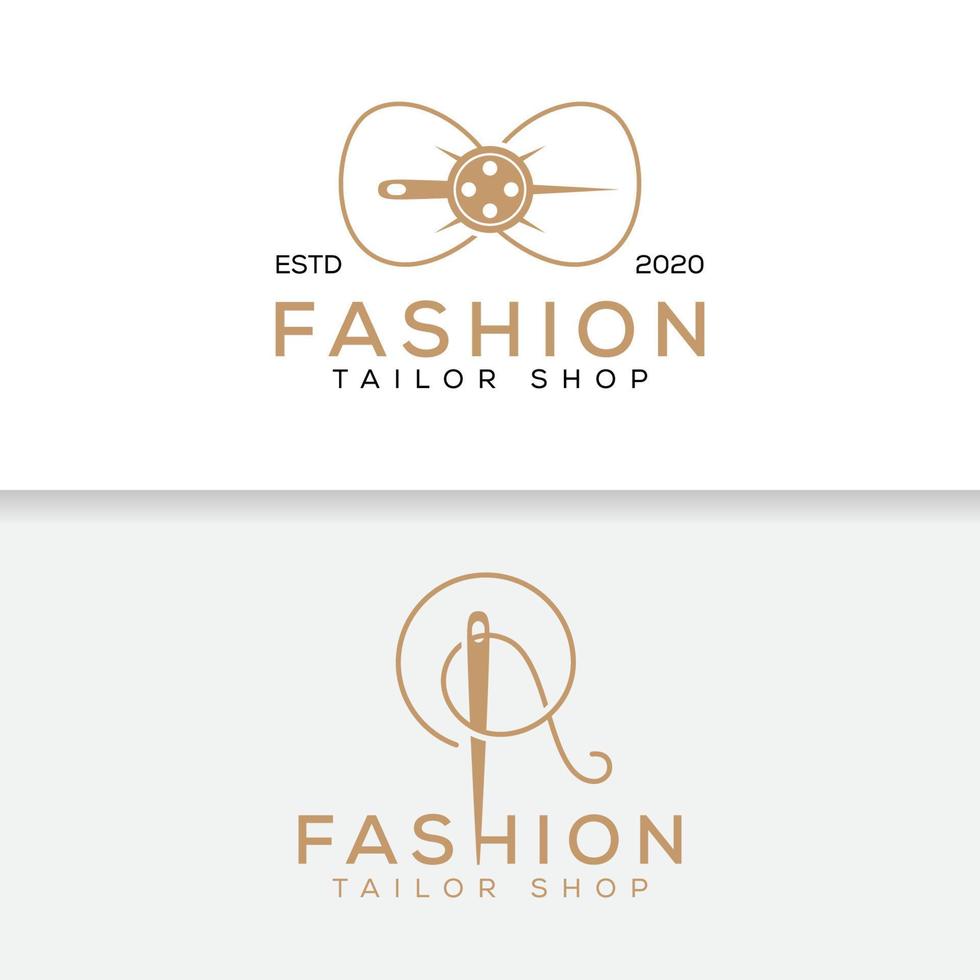 elegant minimalist tailor shop fashion logo design, vector template
