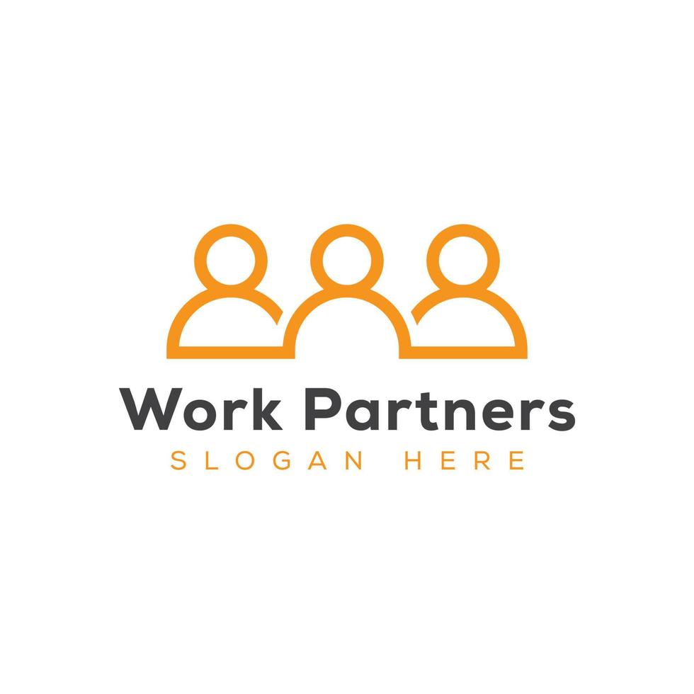 modern line busines work partner logo design vector
