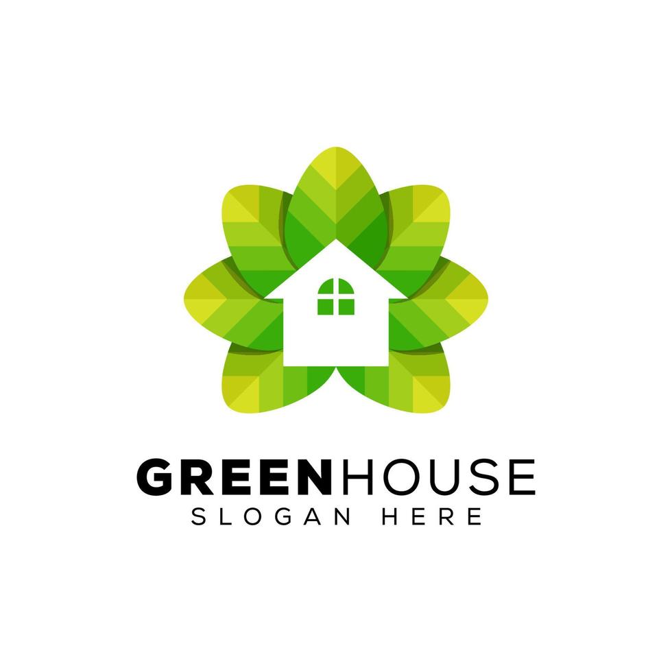 modern green house logo, nature home logo template vector