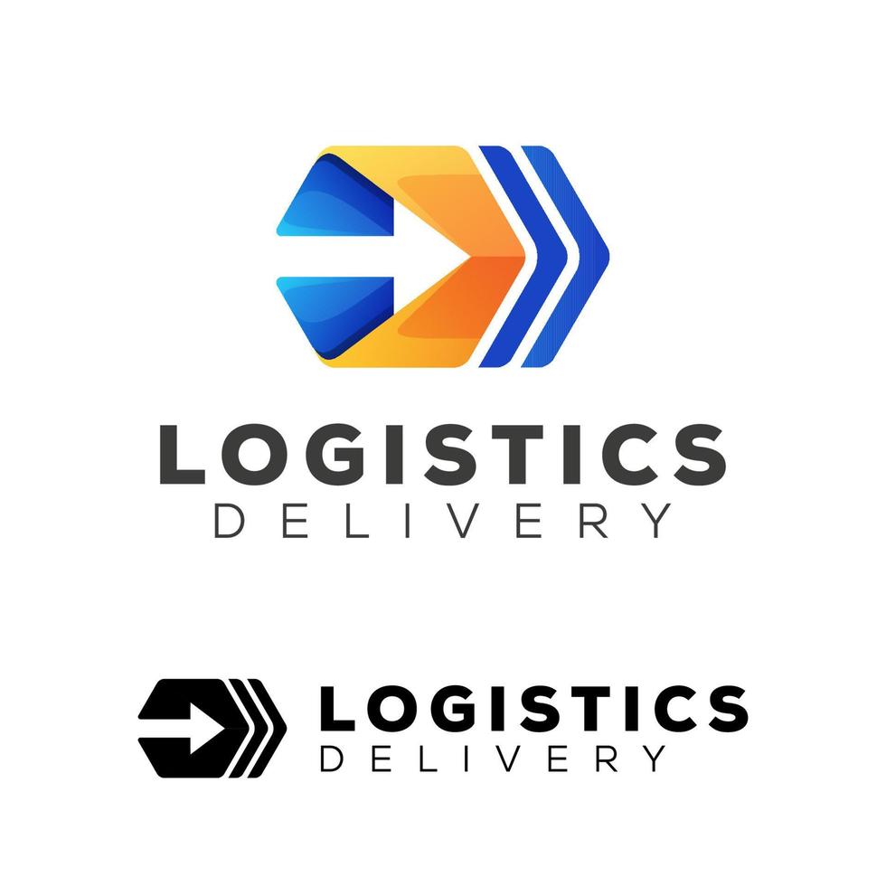 logistics logo design with arrow symbol icon design vector