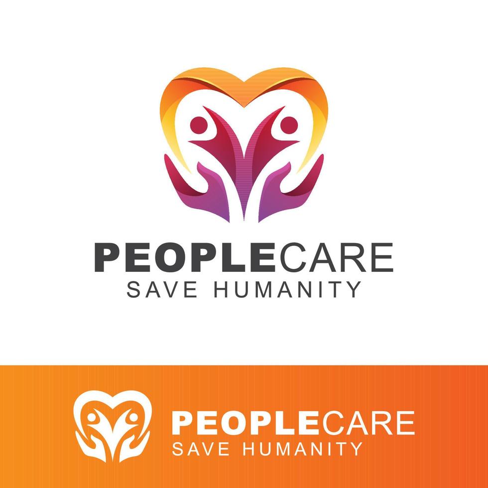 People care save humanity health logo design vector template