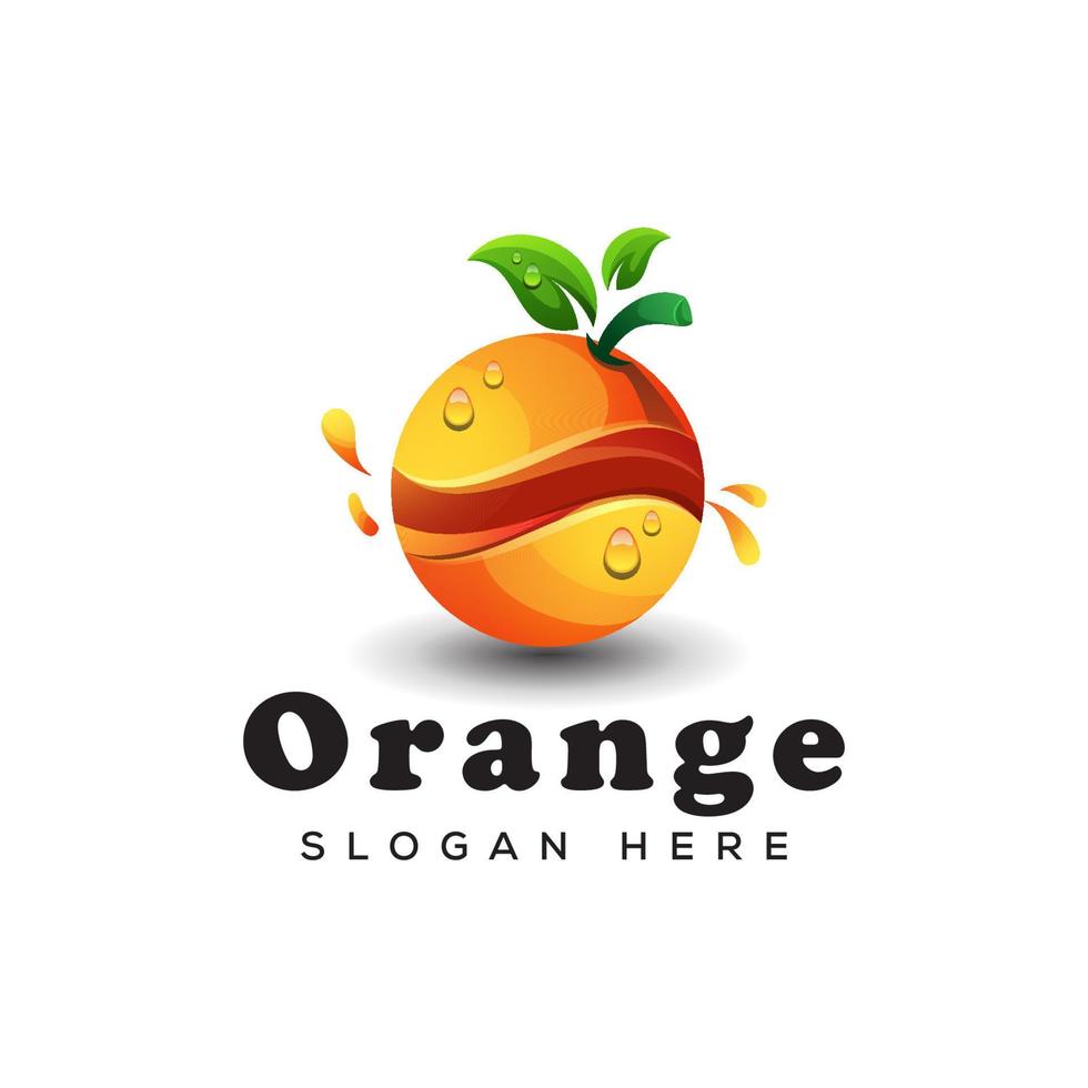 logotipo de naranja de fruta fresca, plantilla de vector de diseño de logotipo de naranja de jugo