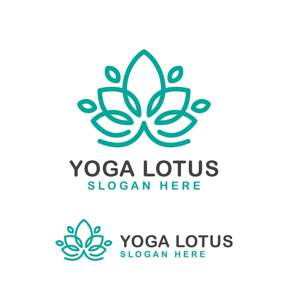 diseño de logotipo de loto de yoga de flor de arte lineal, plantilla de vector de diseño de logotipo de spa y cosméticos de belleza