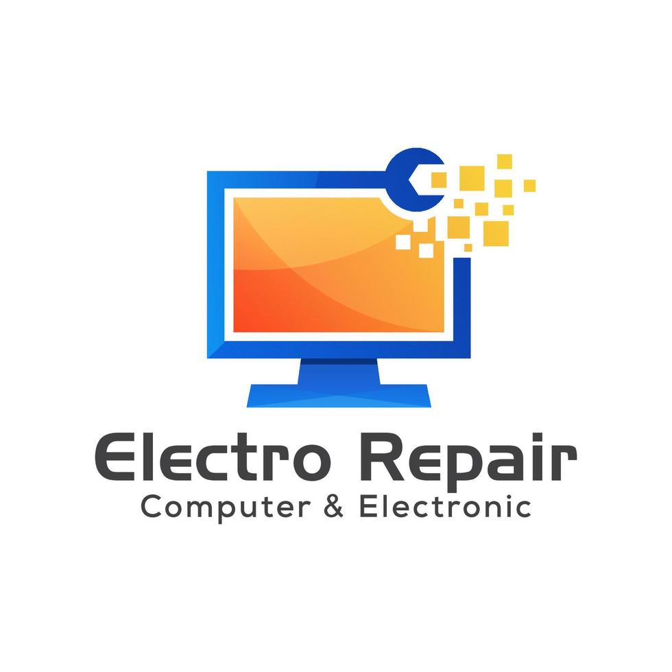 technology repair computer and electronic logo design vector template