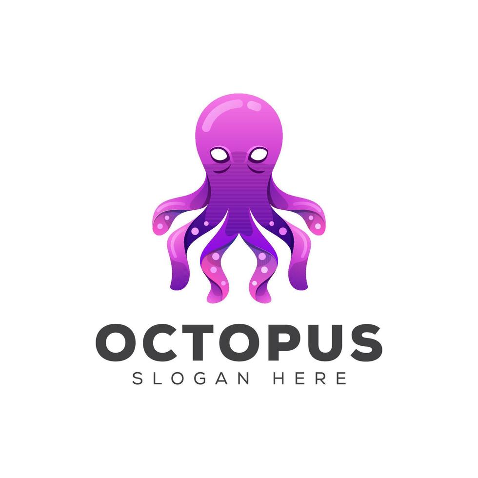 Impresionante plantilla de vector de diseño de logotipo degradado de pulpo