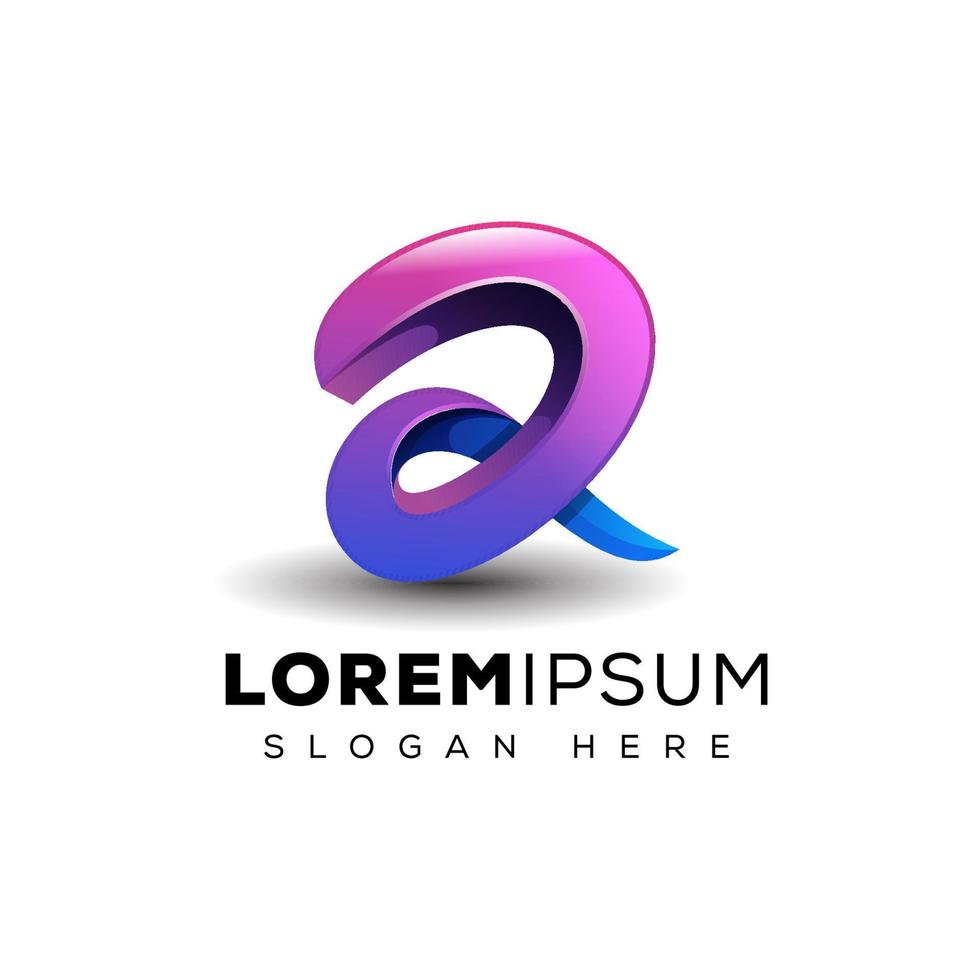 letra r diseño de logotipo 3d, logotipo de letra abstracta premium vector