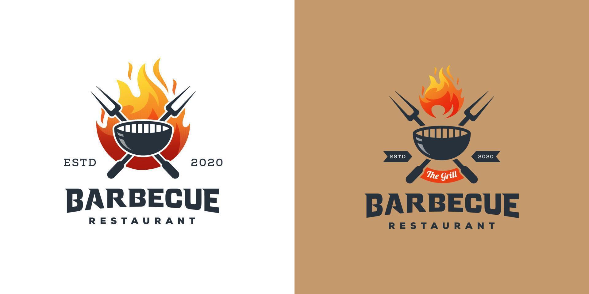 colección vintage barbacoa restaurante el diseño del logotipo de la parrilla vector