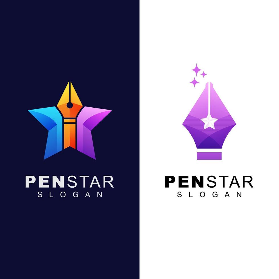 modern pen star writing logo collection vector template